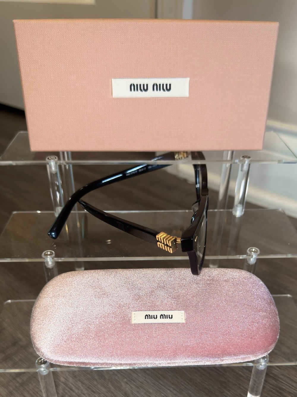 Miu Miu Logo Rectangle Black Eyeglasses VMU07X-F